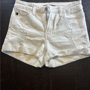 KanCan White Distressed Jean Shorts
